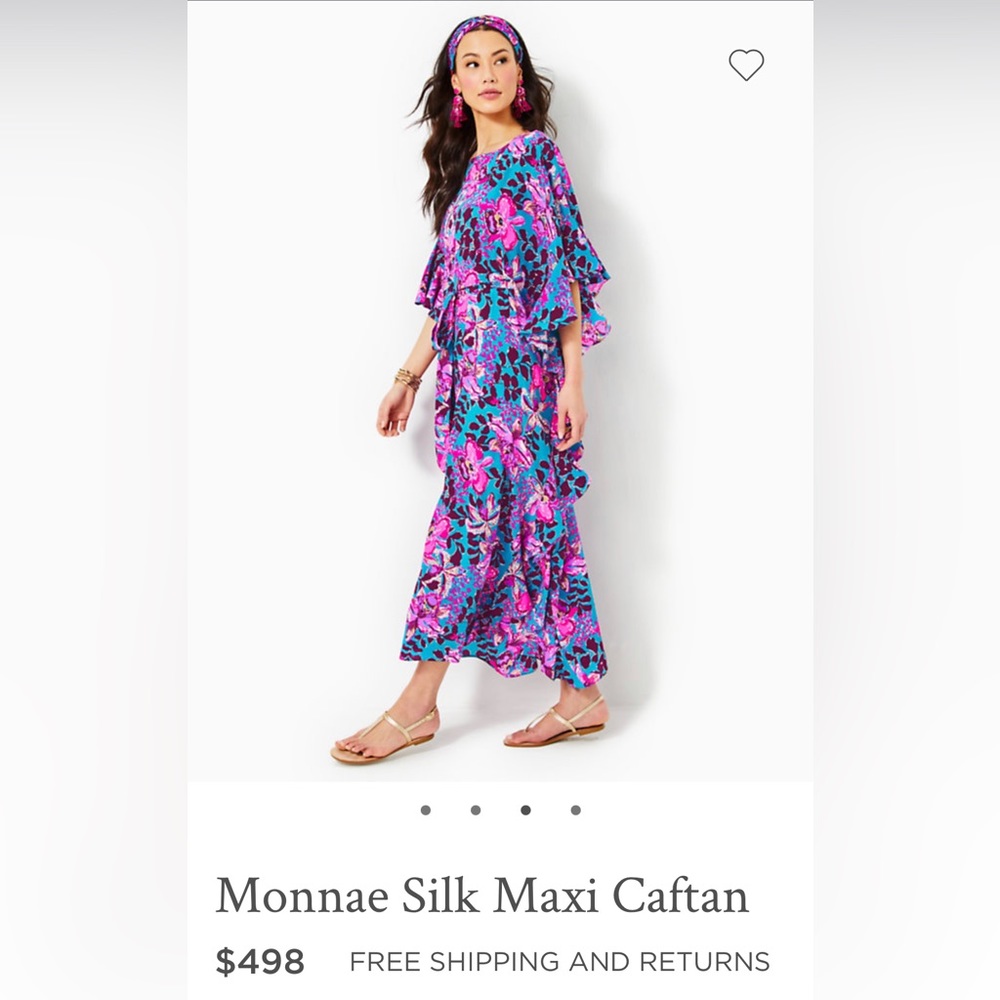 Lilly Pulitzer Monnae Silk Maxi Caftan, size S/M, EUC
